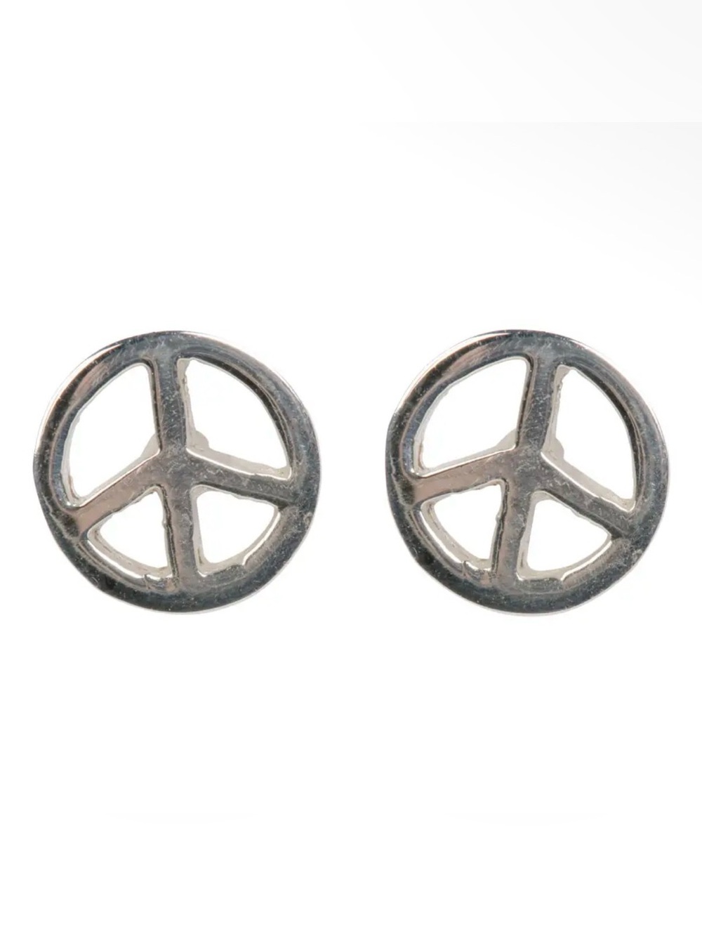 Sterling Silver Peace Sign Stud Earrings